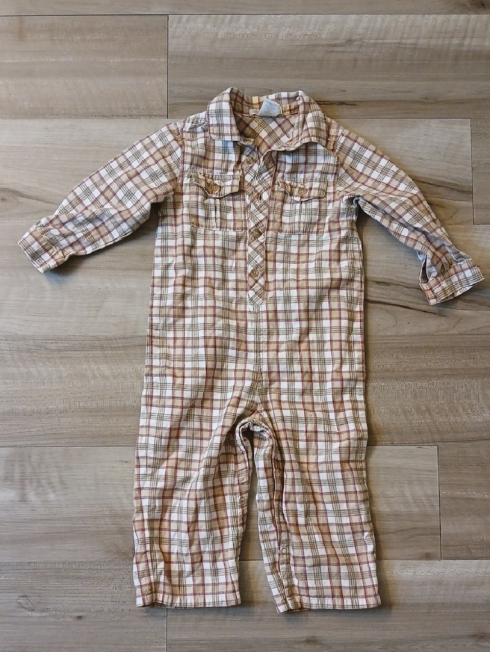 Janie and Jack Plaid One Piece Outfit Size 18-24 Months Vintage (K)